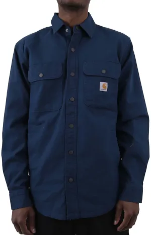 (105419) Rugged Flex Relaxed Fit Canvas Fleece-Lined Shirt Jacket - Night Blue