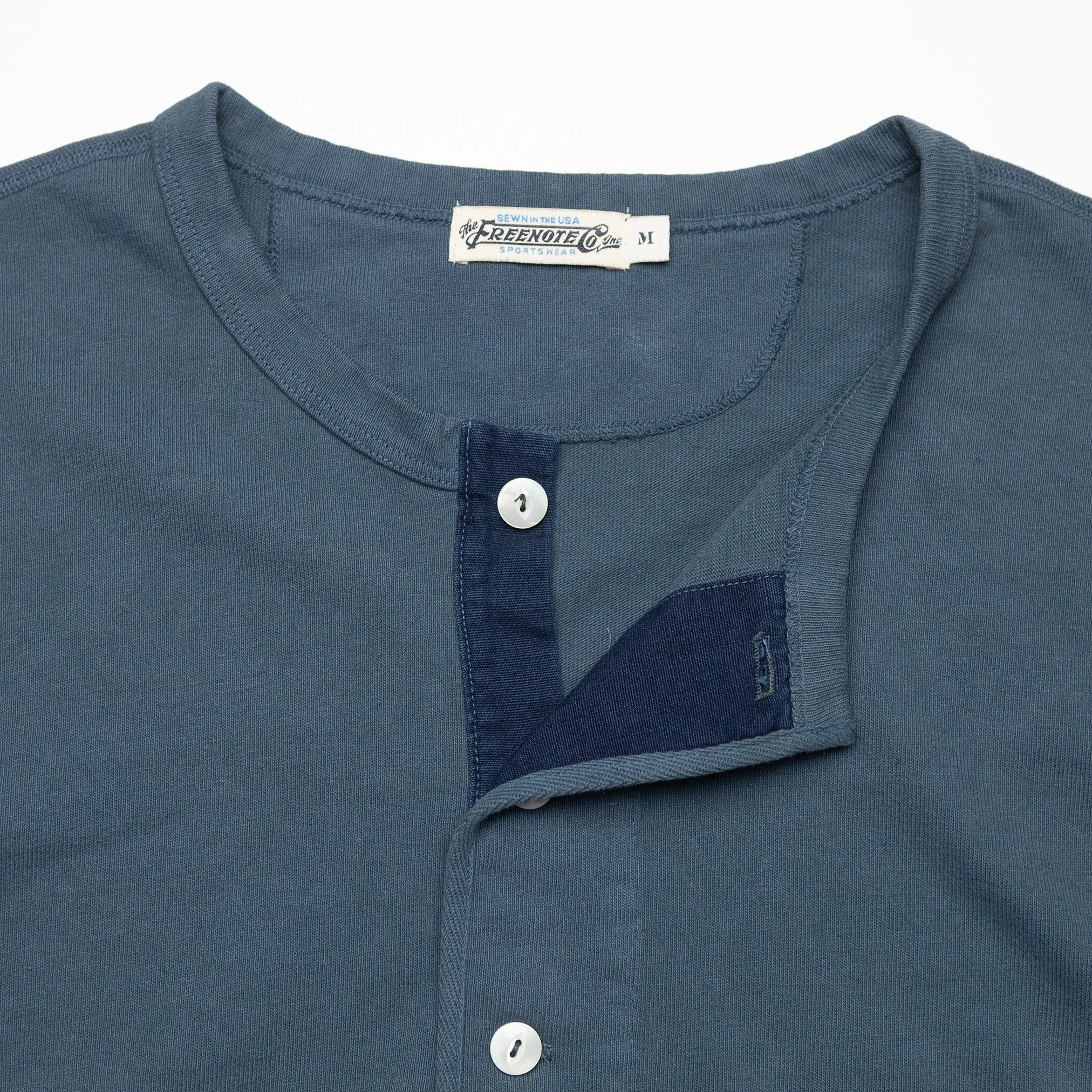 13oz Henley in Faded Blue