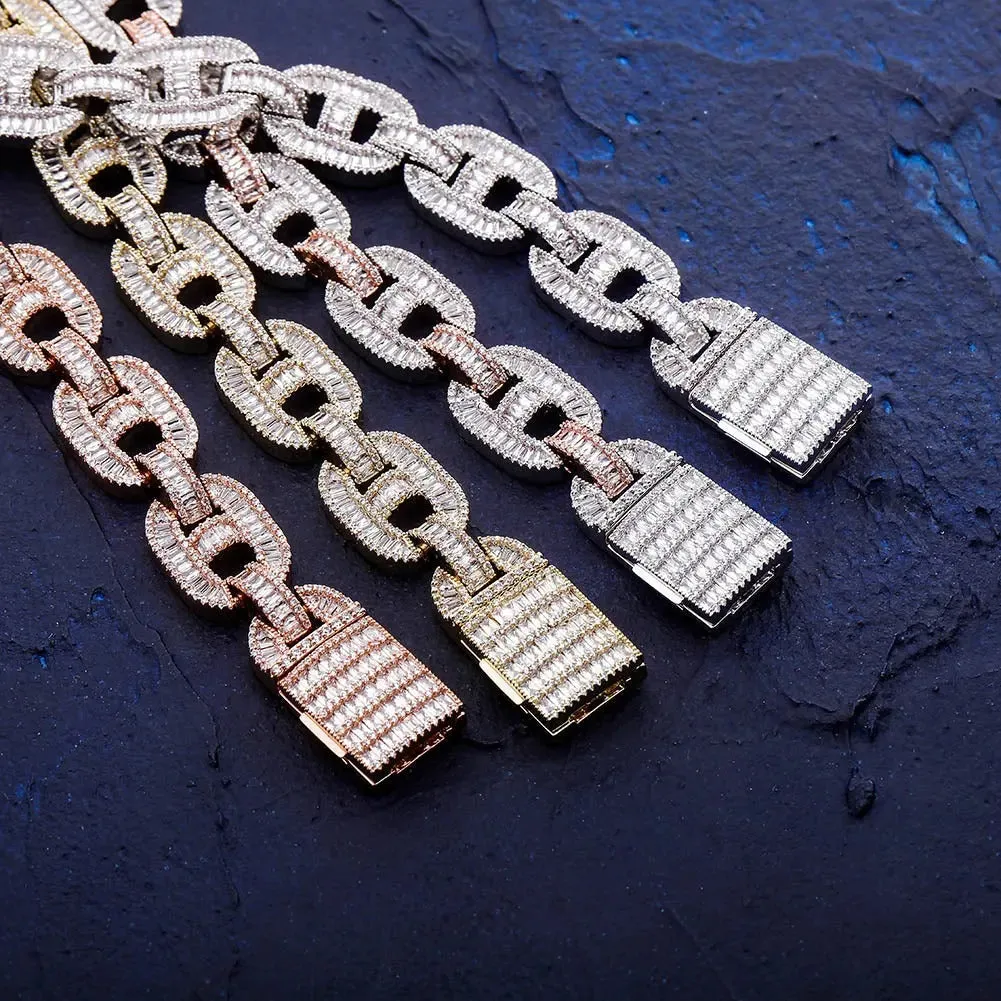 15mm Baguette Mariner Link Chain in Yellow Gold