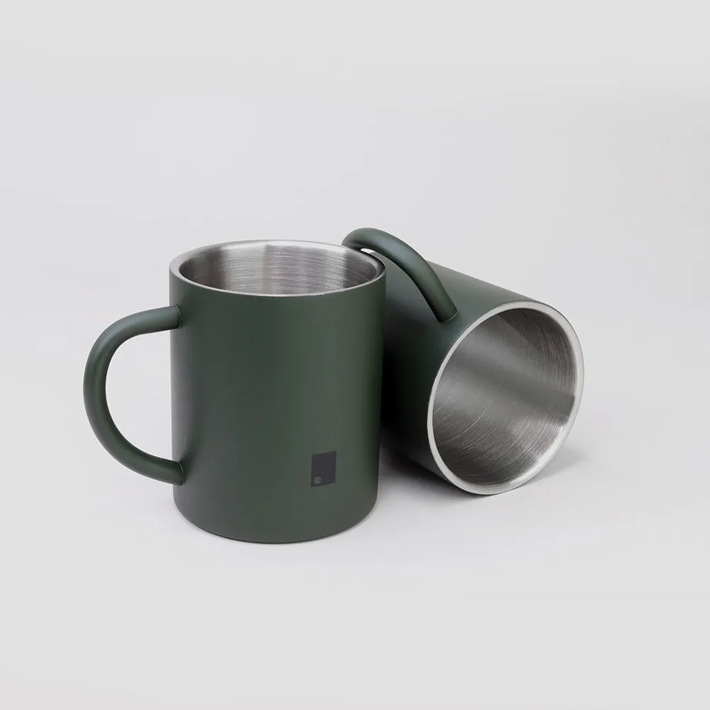 250 ml Matte Green Stainless Steel Insulated Mug Set