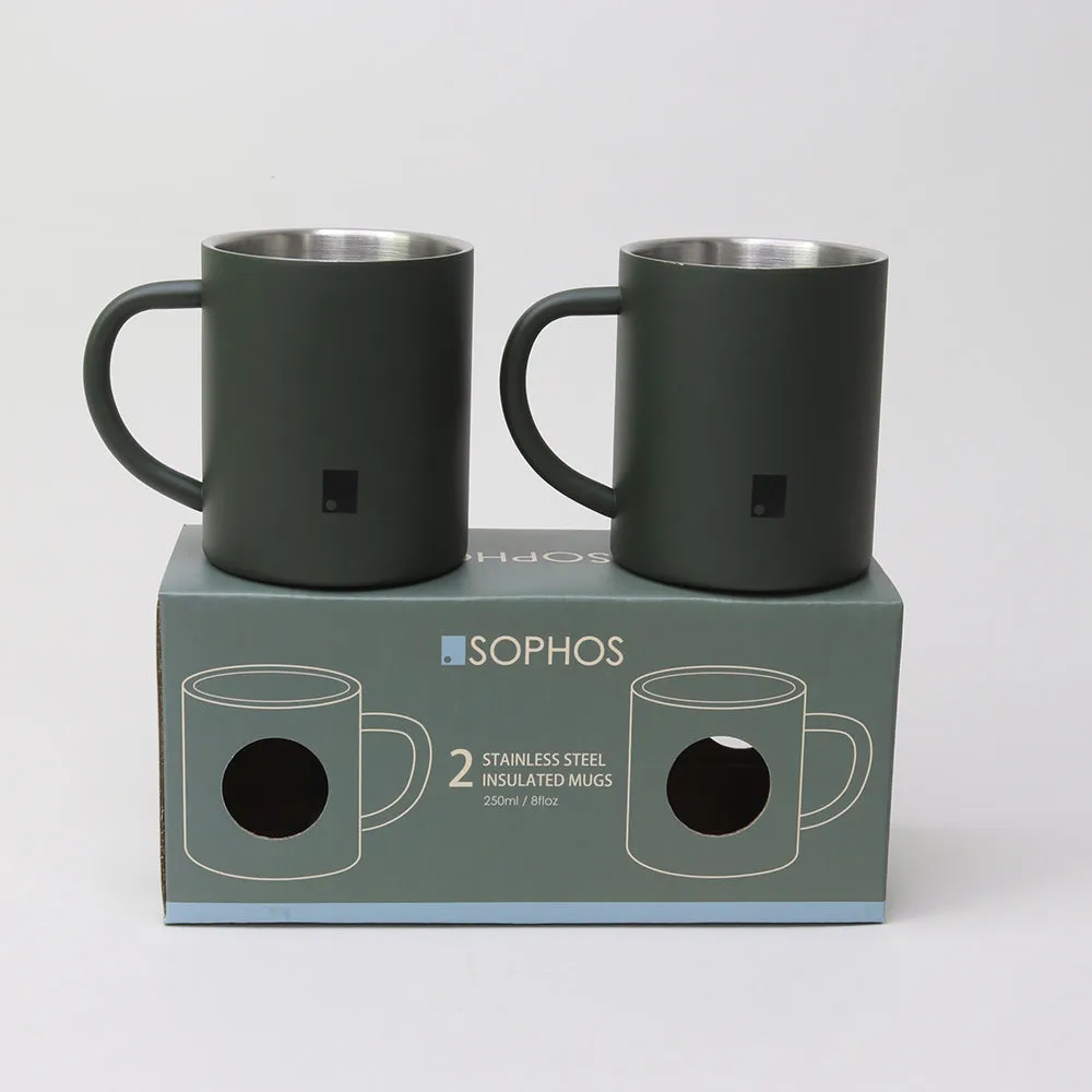 250 ml Matte Green Stainless Steel Insulated Mug Set