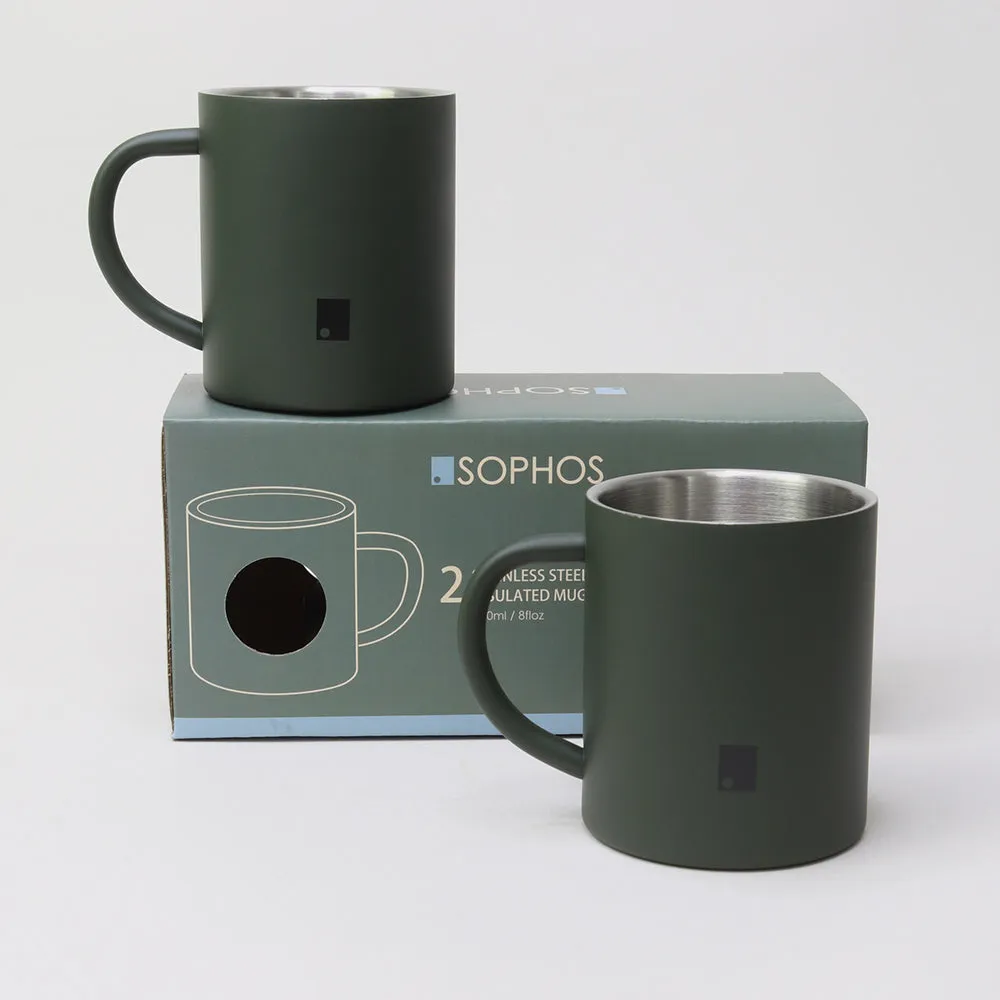 250 ml Matte Green Stainless Steel Insulated Mug Set