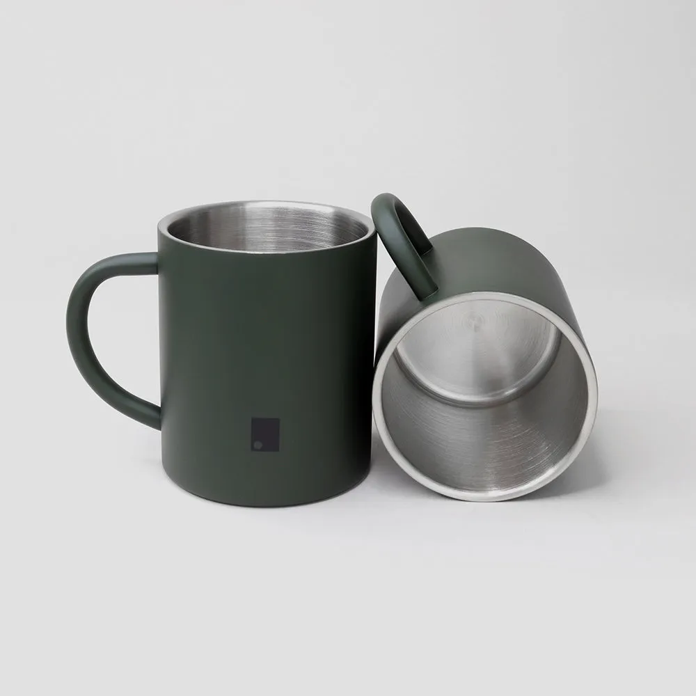 250 ml Matte Green Stainless Steel Insulated Mug Set