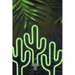 3 Pack Cactus Solar Garden Stake Light Decoration Green LED - 45cm Neon by Bright Garden