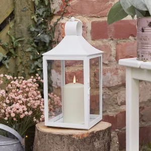 34cm Albury White Garden Lantern with TruGlow® Candle