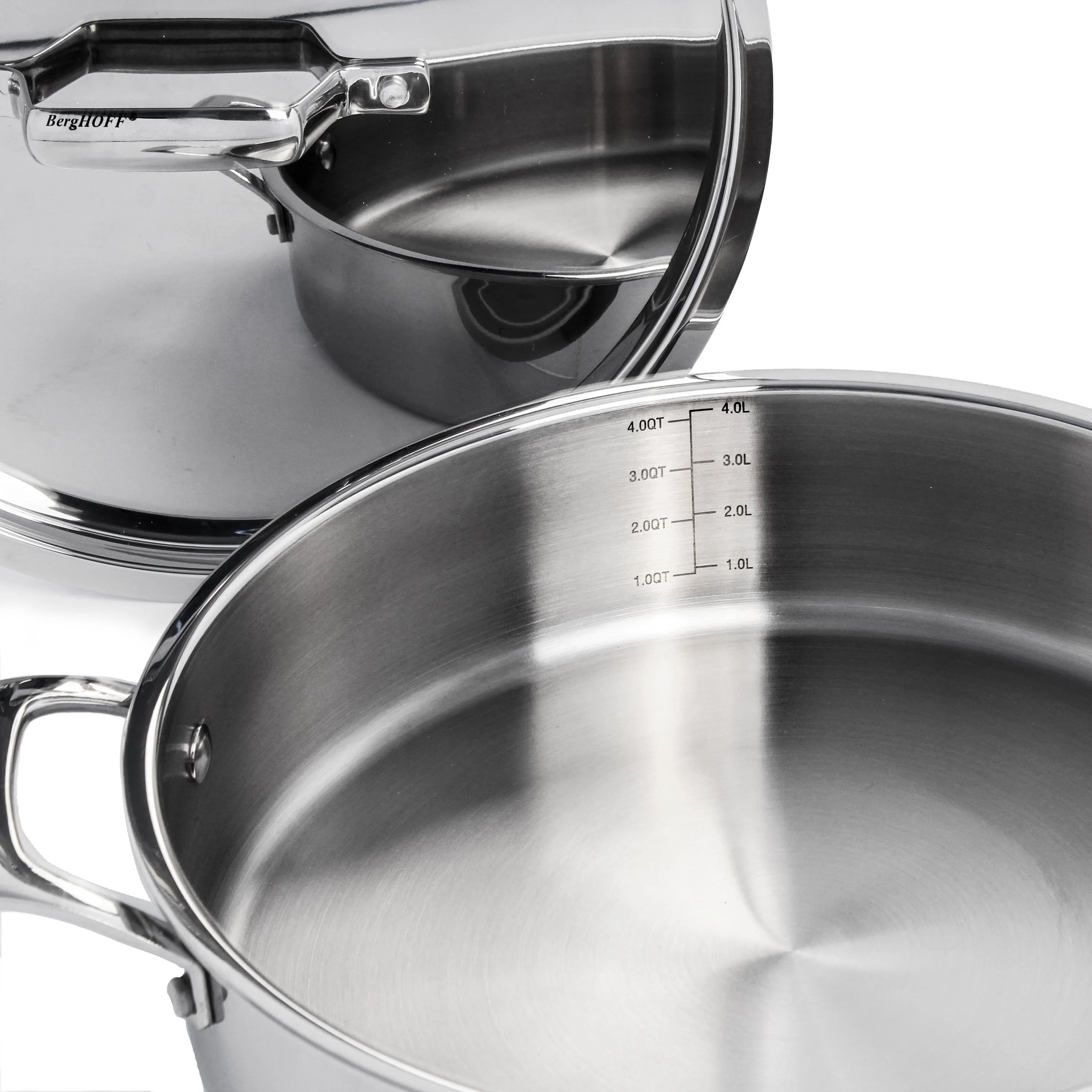 BergHOFF Professional Tri-Ply 18/10 Stainless Steel 11" Sauté Pan with SS Lid, 4.6qt.