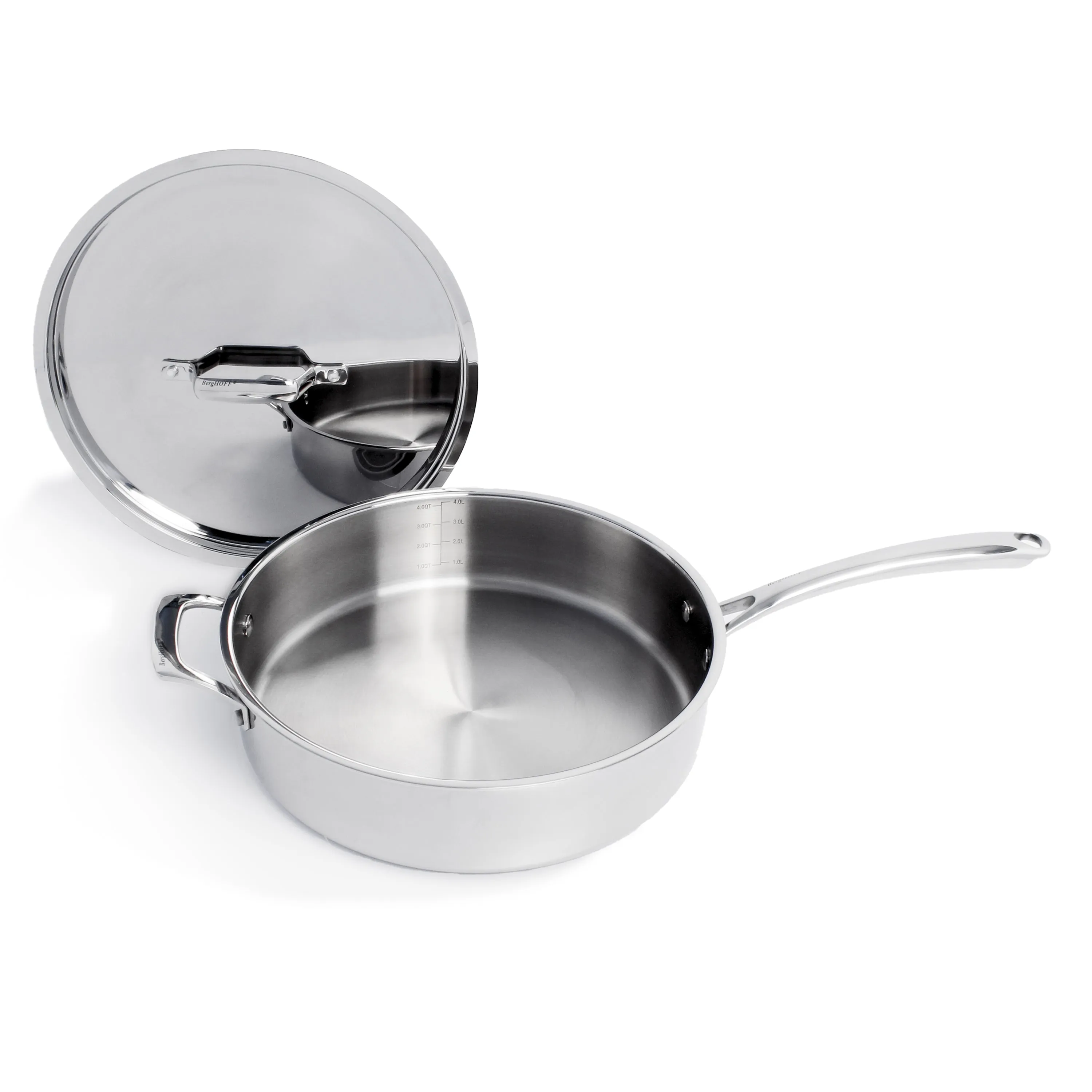 BergHOFF Professional Tri-Ply 18/10 Stainless Steel 11" Sauté Pan with SS Lid, 4.6qt.