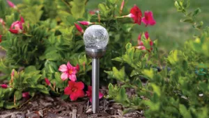 Berkley Jensen Steel Solar Crackle Glass Ball PathWay LED- 8 Pack