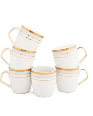 Blue Elegance Porcelain Coffee Mugs | Set of 6