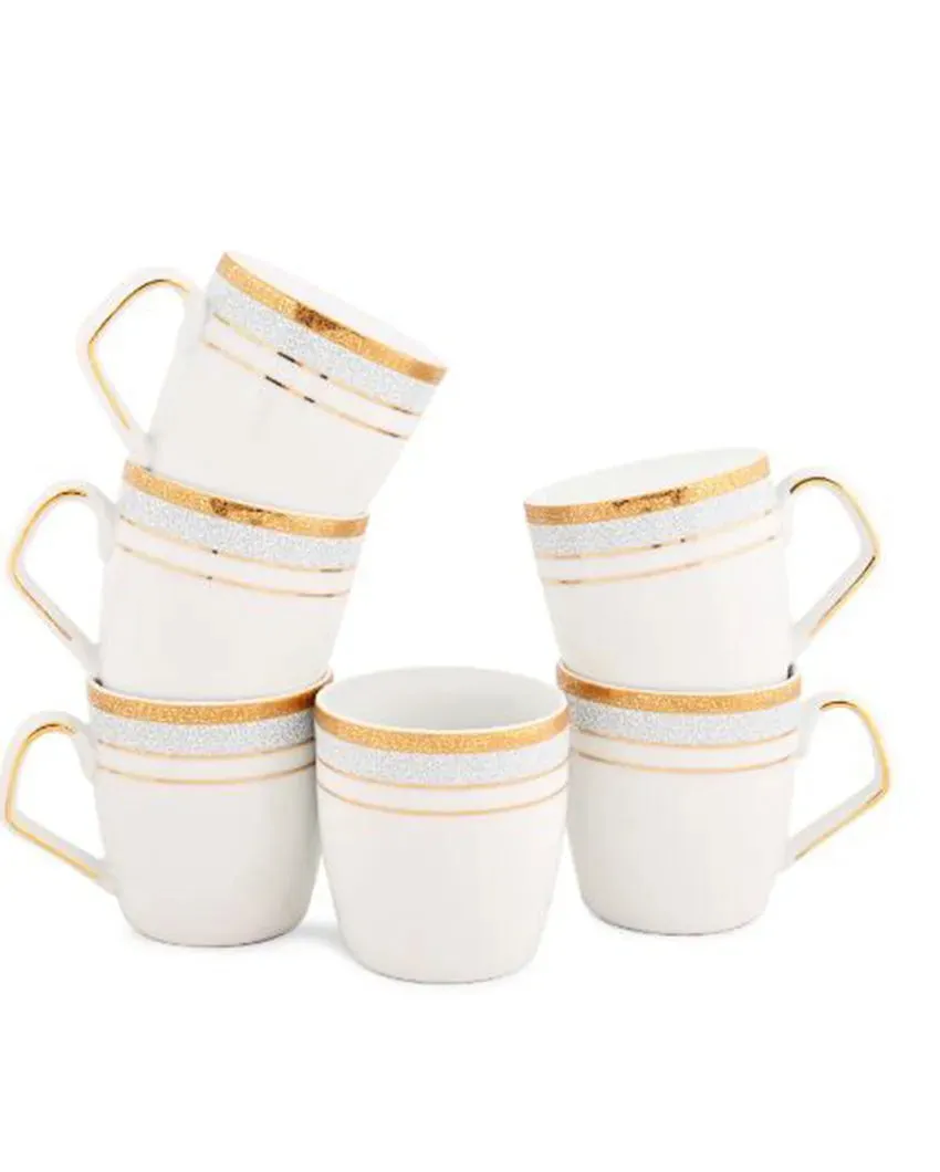 Blue Elegance Porcelain Coffee Mugs | Set of 6