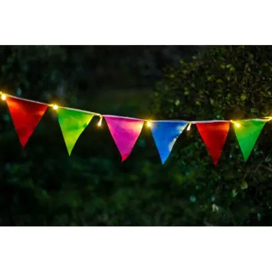 Bunting Solar Garden String Lights Decoration 12 Warm White LED - 4.6m by Bright Garden