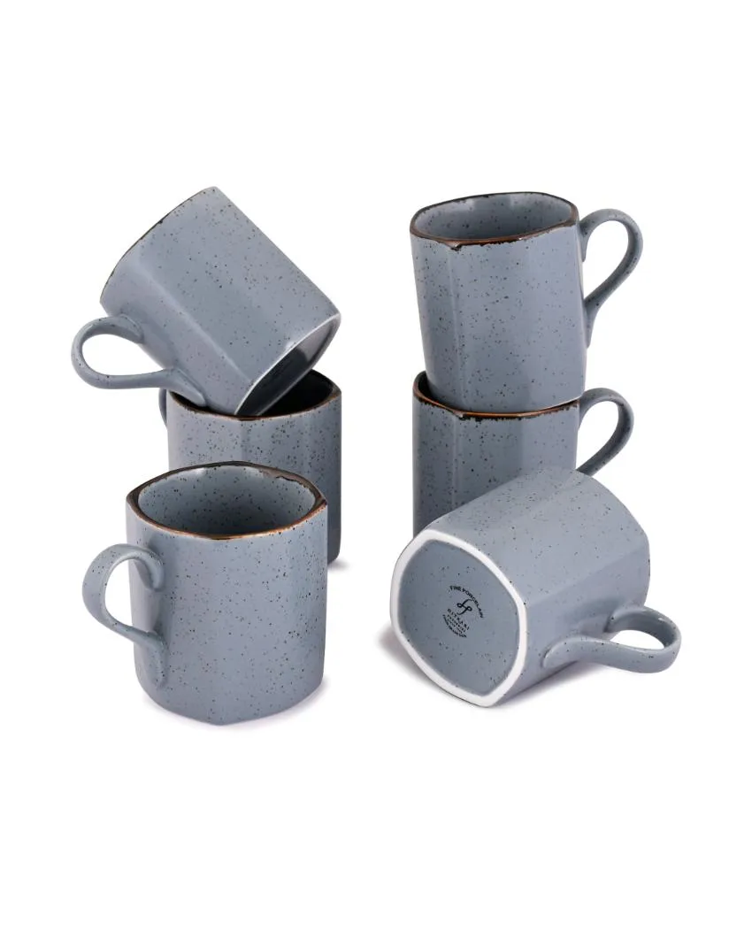 Cappuccino Matt Grey Sky Porcelain Coffee Mugs | Set of 6