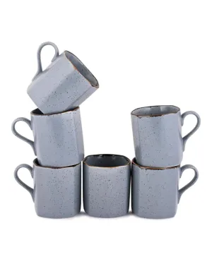 Cappuccino Matt Grey Sky Porcelain Coffee Mugs | Set of 6