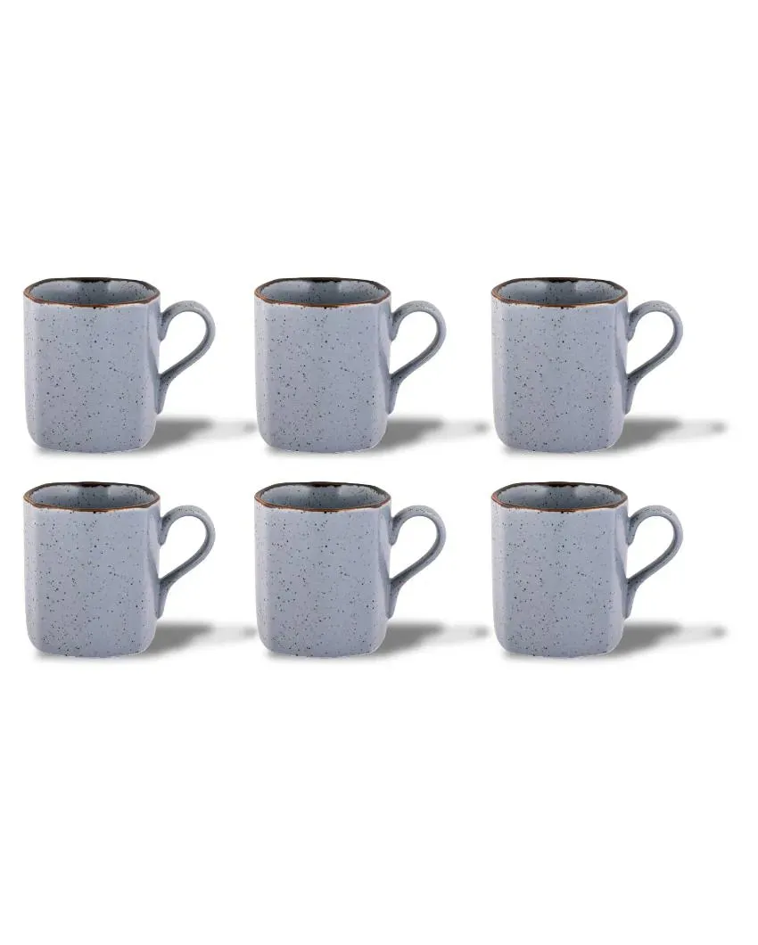 Cappuccino Matt Grey Sky Porcelain Coffee Mugs | Set of 6