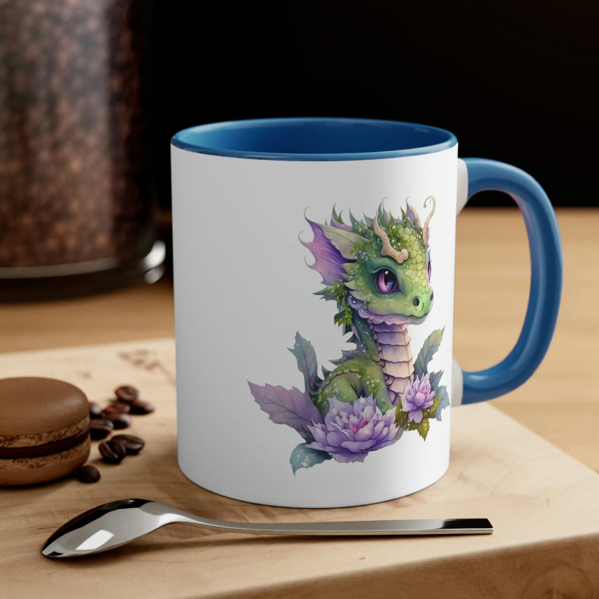 Cute Magic Watercolor Dragon 07 - Accent Coffee Mug, 11oz