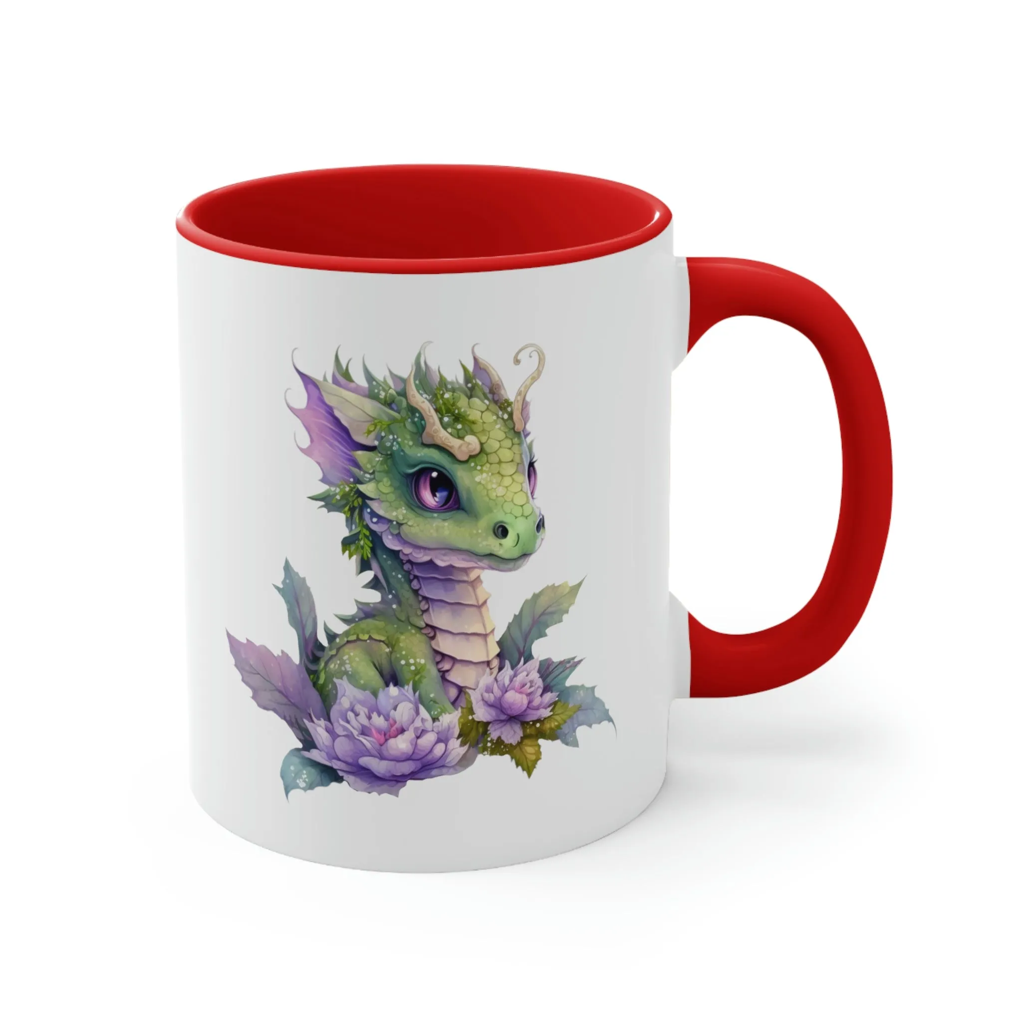 Cute Magic Watercolor Dragon 07 - Accent Coffee Mug, 11oz