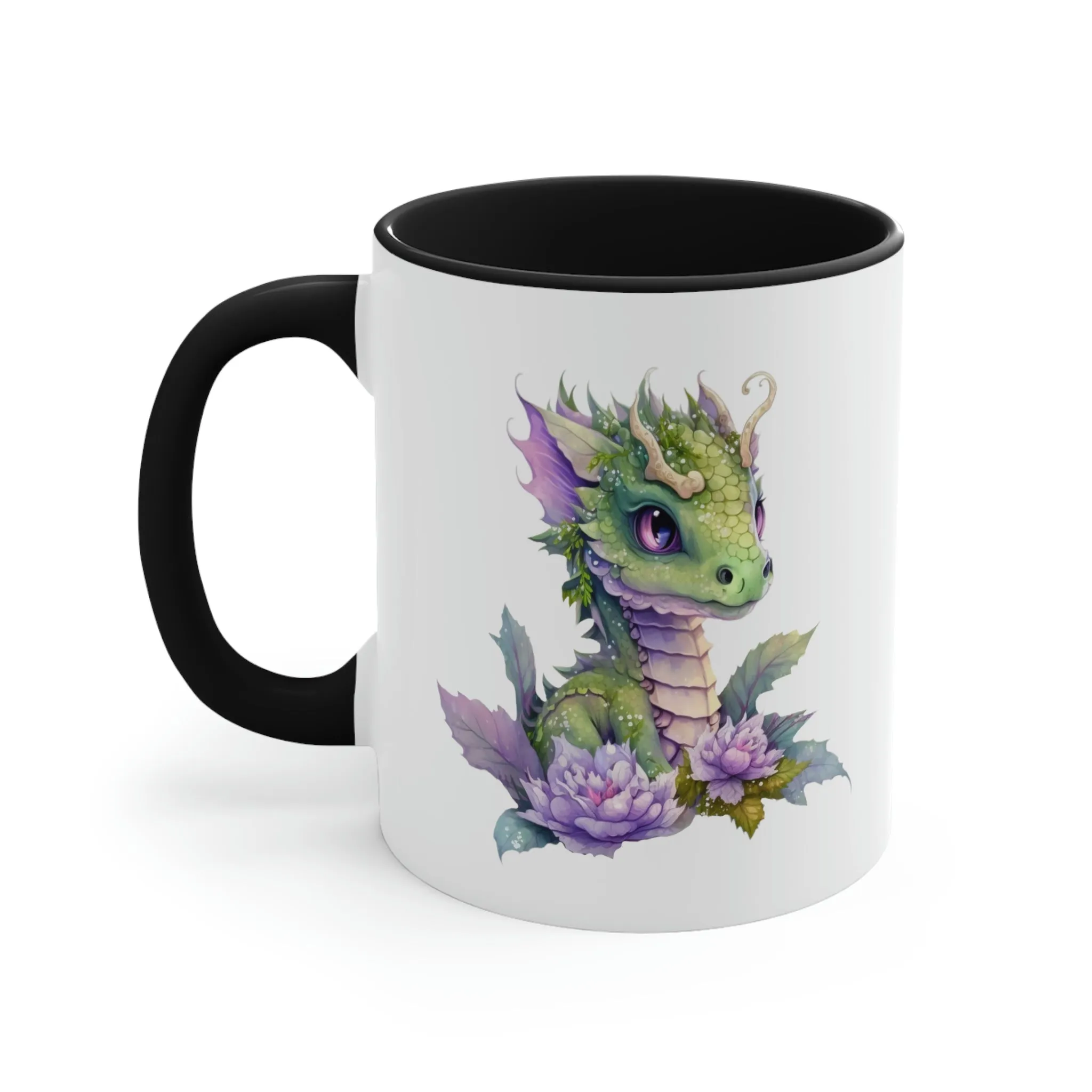 Cute Magic Watercolor Dragon 07 - Accent Coffee Mug, 11oz