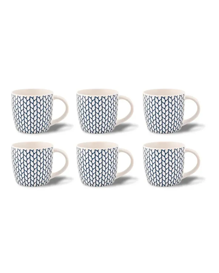 Dew Blue Porcelain Coffee Mugs | Set of 6