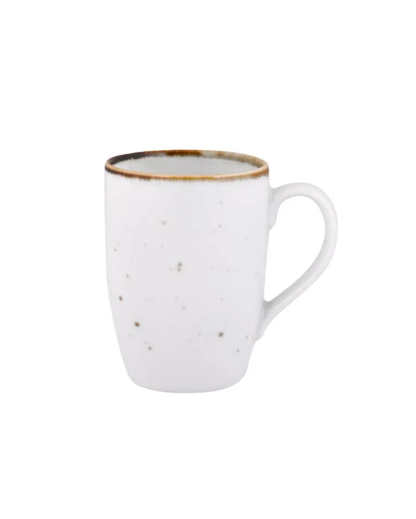 Doppio White Sparkle Porcelain Coffee Mugs | Set of 6