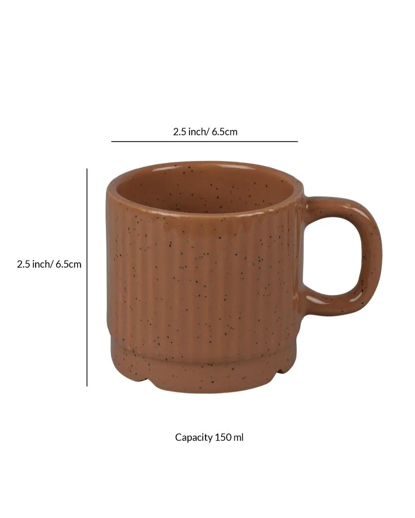 Dynamic Dholak Shaped Ceramic Coffee Tea Mugs | Set of 6 | 150 ml