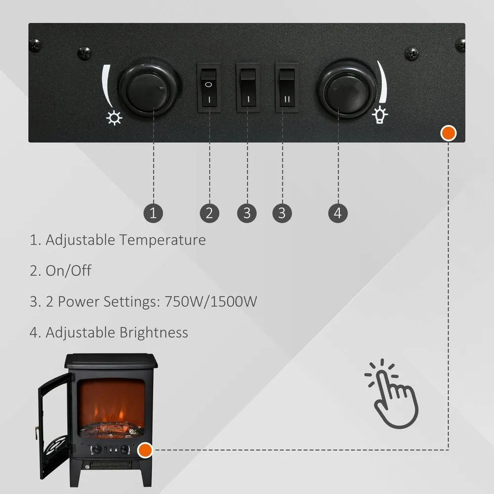 Electric Fireplace Stove Heater  Flame Effect, Overheat Safety Protection