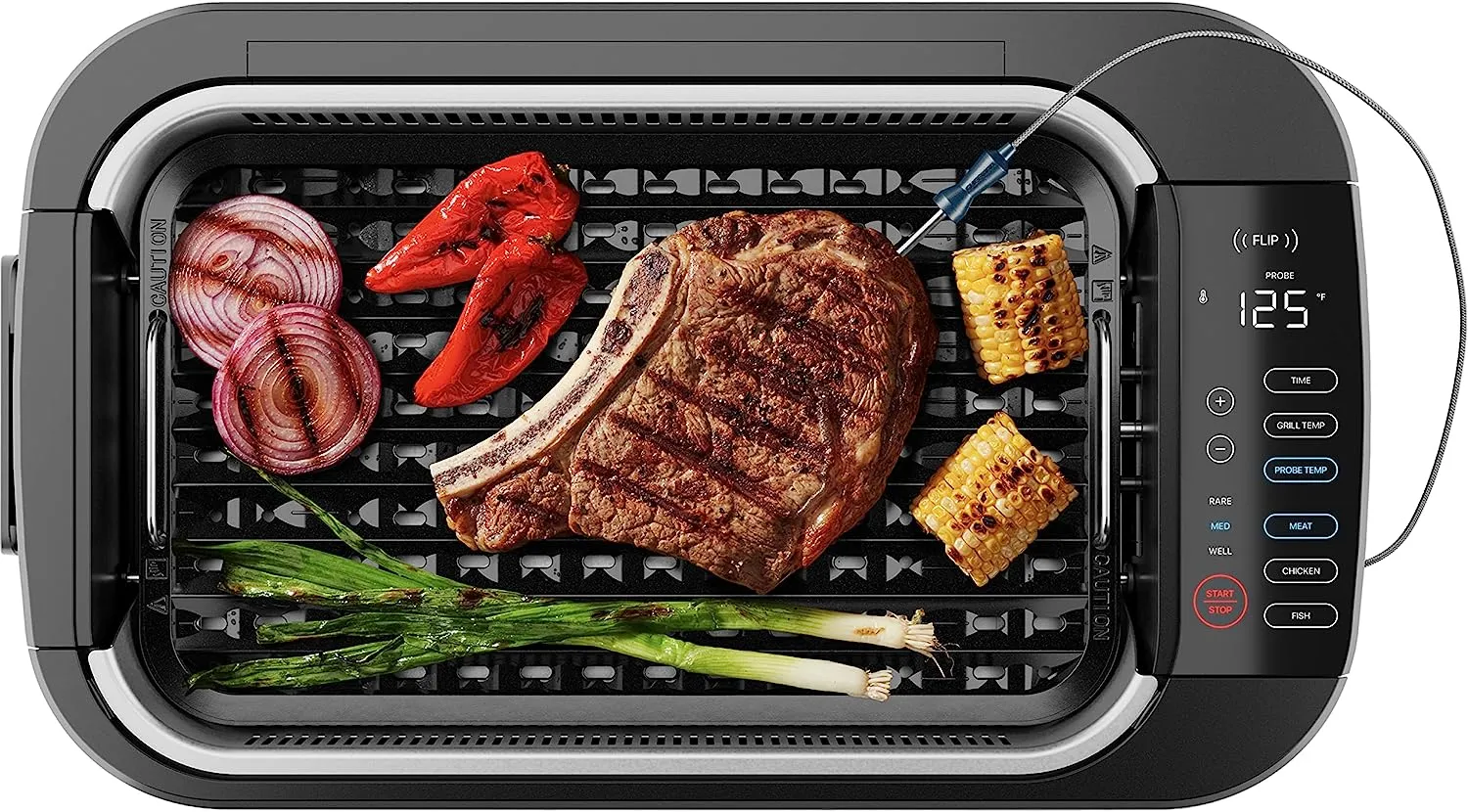 Electric Smokeless Indoor Grill, Non-Stick Cooking Surface, Adjustable Temperature Knob from Warm to Sear, Dishwasher Safe