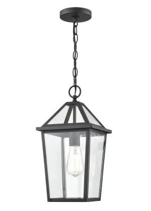 Eston Outdoor Hanging Lantern - Textured Black - Clear Glass - 8.25in. Diameter - E26 Medium Base