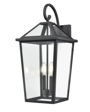 Eston Outdoor Wall Sconce - Textured Black - Clear Glass - 11.375in. Extension - E26 Candelabra Base