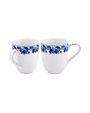 Floral Monsoon Porcelain Big Coffee Mugs | Set of 2