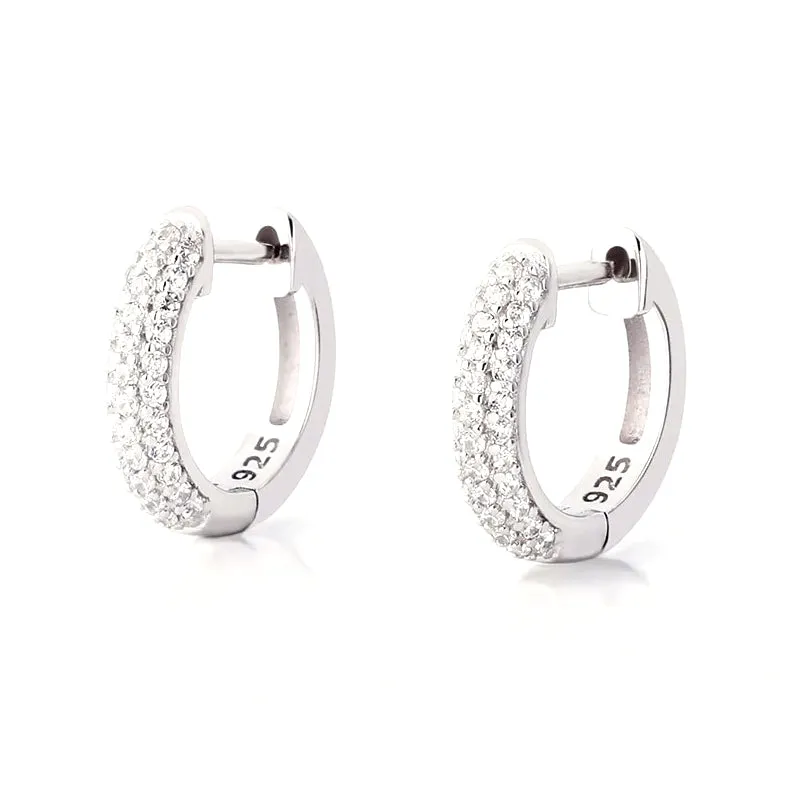 Iced Hoop Earrings in White Vermeil