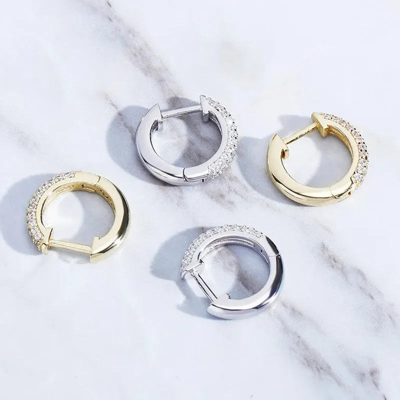 Iced Hoop Earrings in White Vermeil