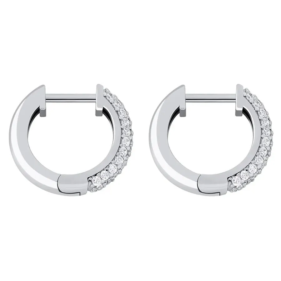 Iced Hoop Earrings in White Vermeil