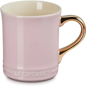 Le Creuset 14 oz.  Mug with Gold Metallic Handle - Chiffon Pink