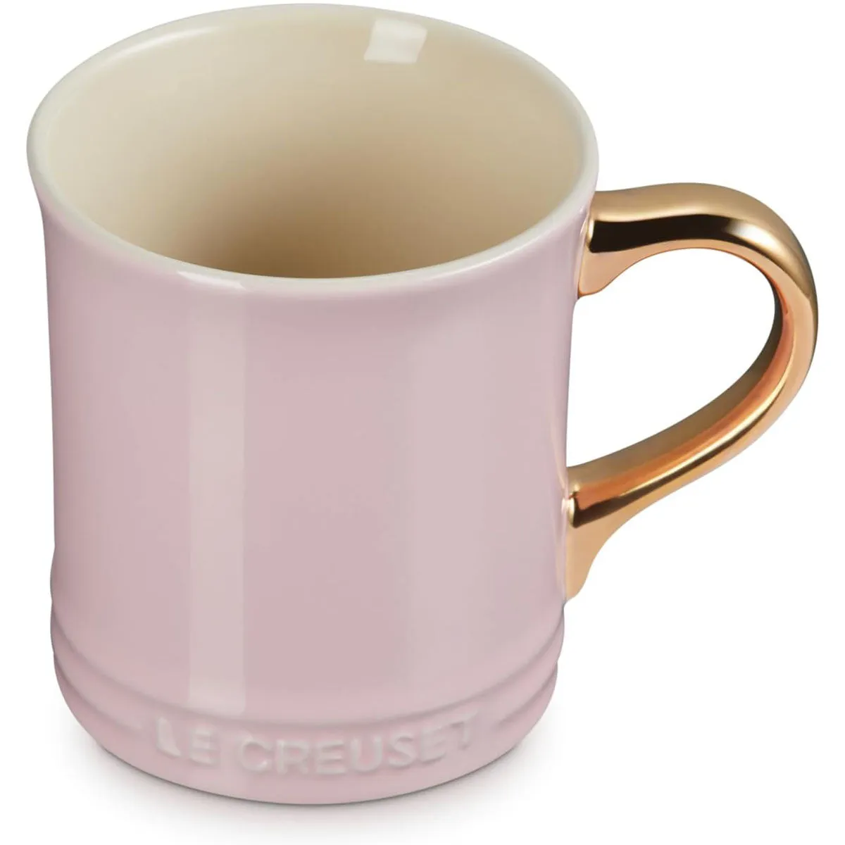 Le Creuset 14 oz.  Mug with Gold Metallic Handle - Chiffon Pink