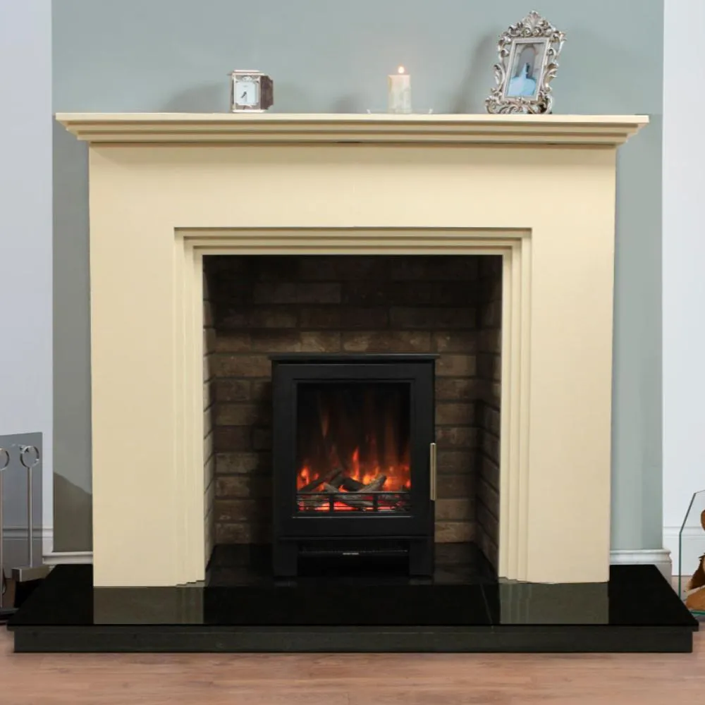 Matt Black Electric Log Effect Solarflame 500 Steel Body Electric Stove & Decorative Flue