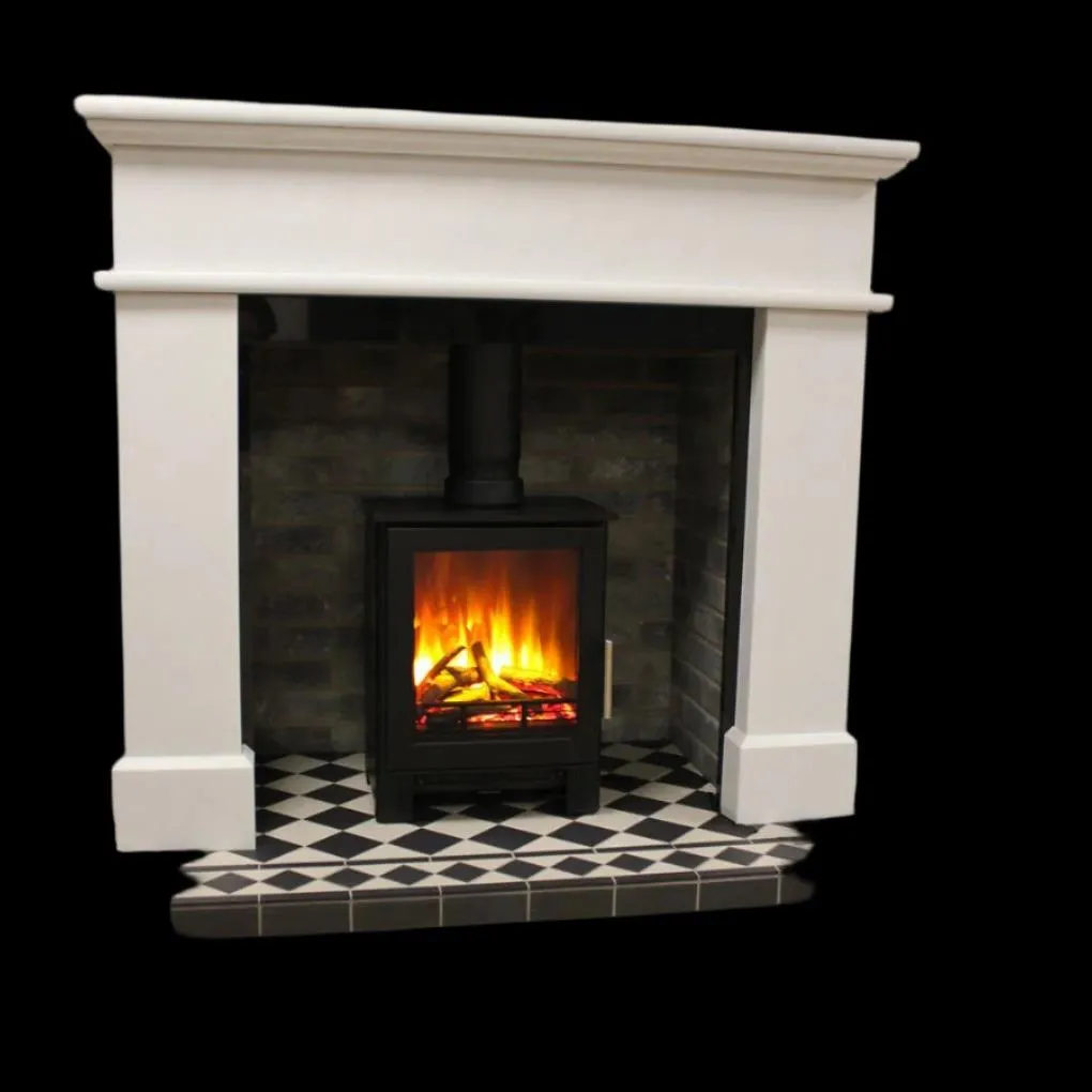 Matt Black Electric Log Effect Solarflame 500 Steel Body Electric Stove & Decorative Flue