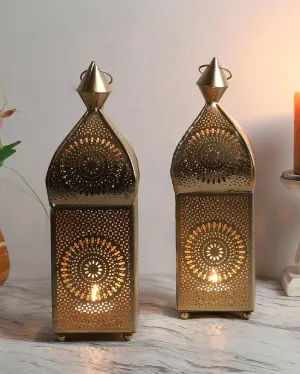 Modern Hanging Square Iron Lanterns | Set of 2