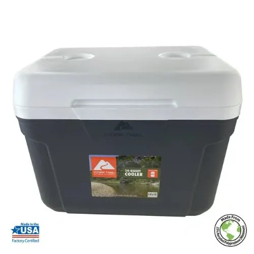 Ozark Trail Hard Side Cooler - 42-can Capacity - 30 Qt - Gray