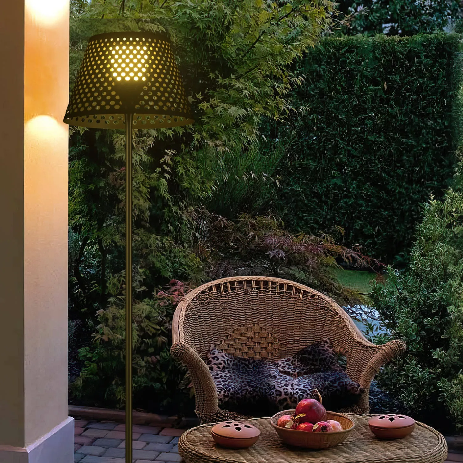 Perforated Solar-Powered Outdoor Floor Lamp