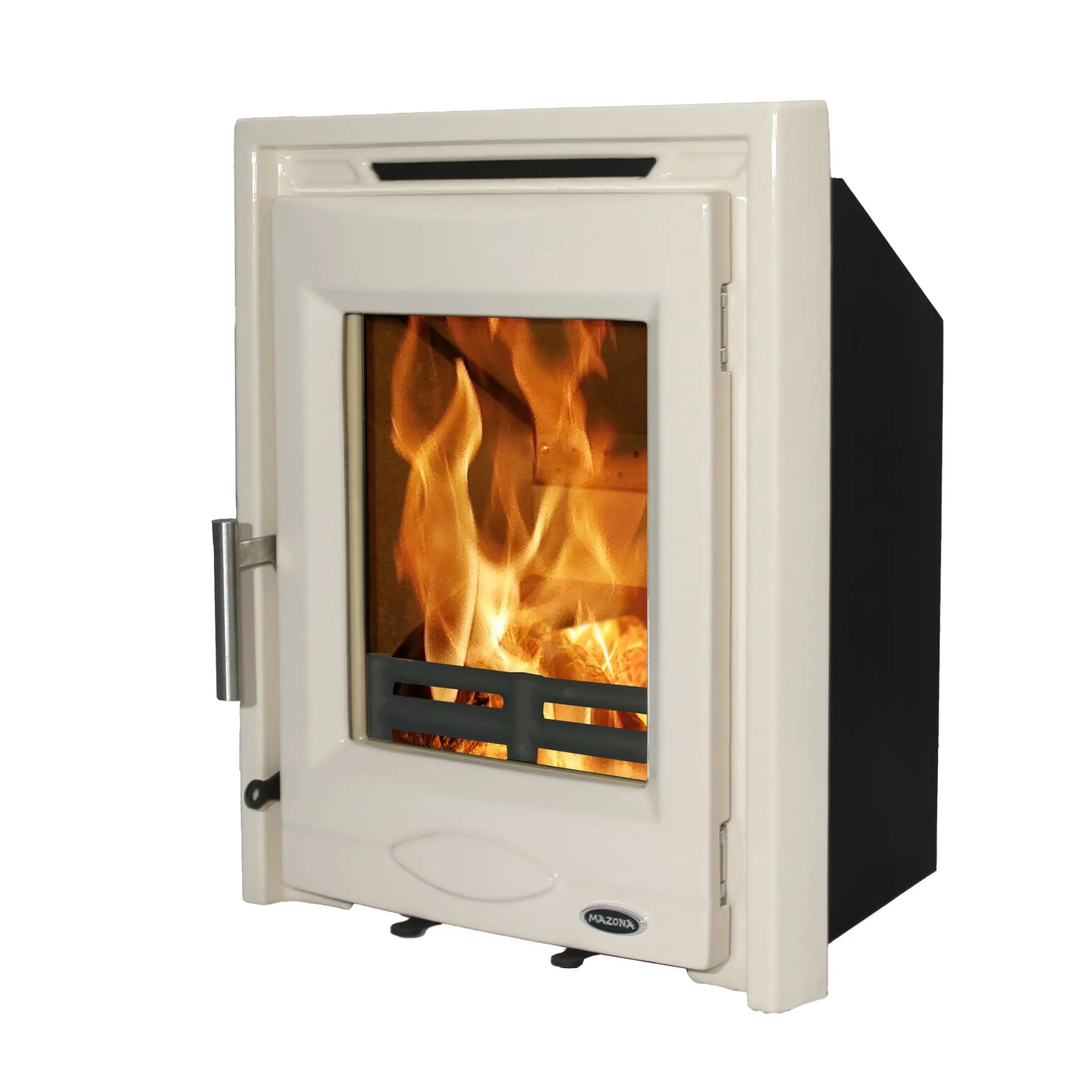 Portland 5 kw Multi-Fuel Solid Fuel Cream Enamel Inset Cast Stove & Flue Kit Bundle 4.6kw