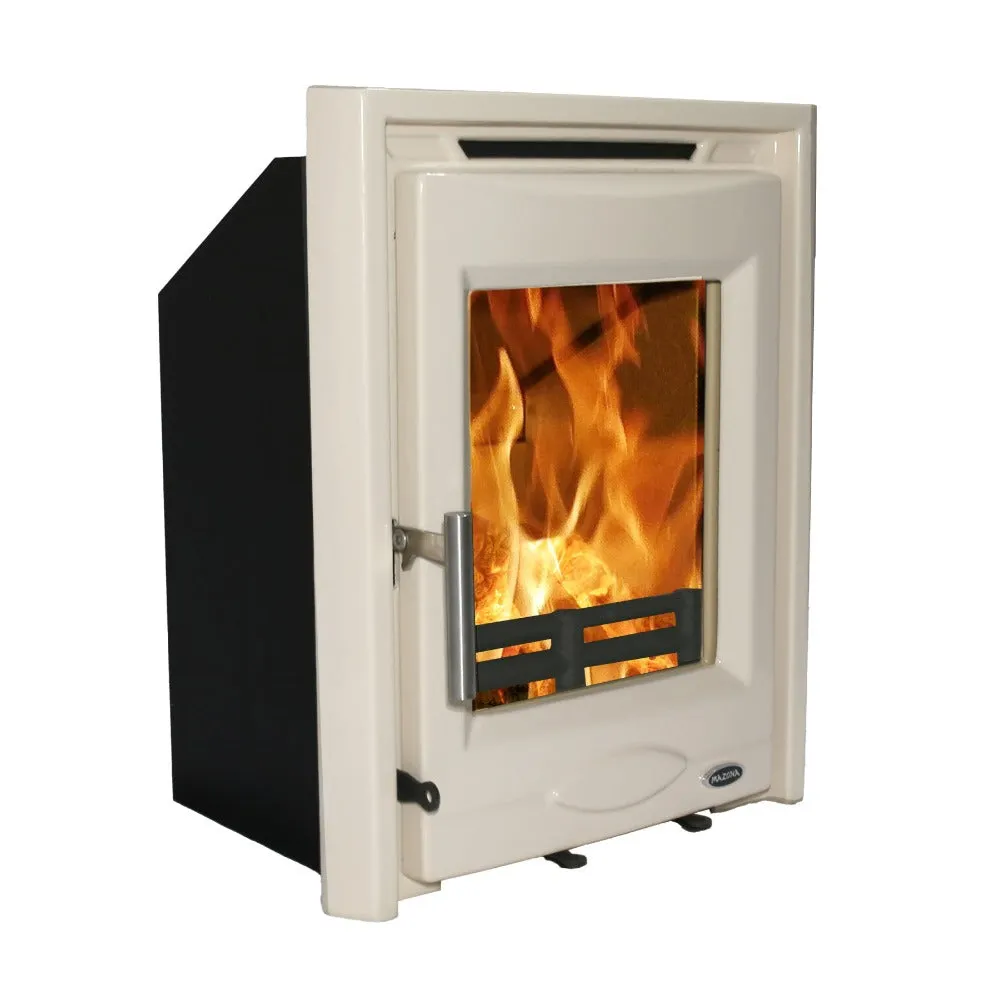 Portland 5 kw Multi-Fuel Solid Fuel Cream Enamel Inset Cast Stove & Flue Kit Bundle 4.6kw