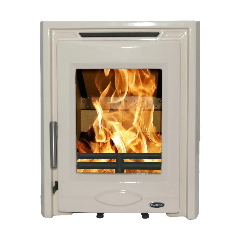 Portland 5 kw Multi-Fuel Solid Fuel Cream Enamel Inset Cast Stove & Flue Kit Bundle 4.6kw