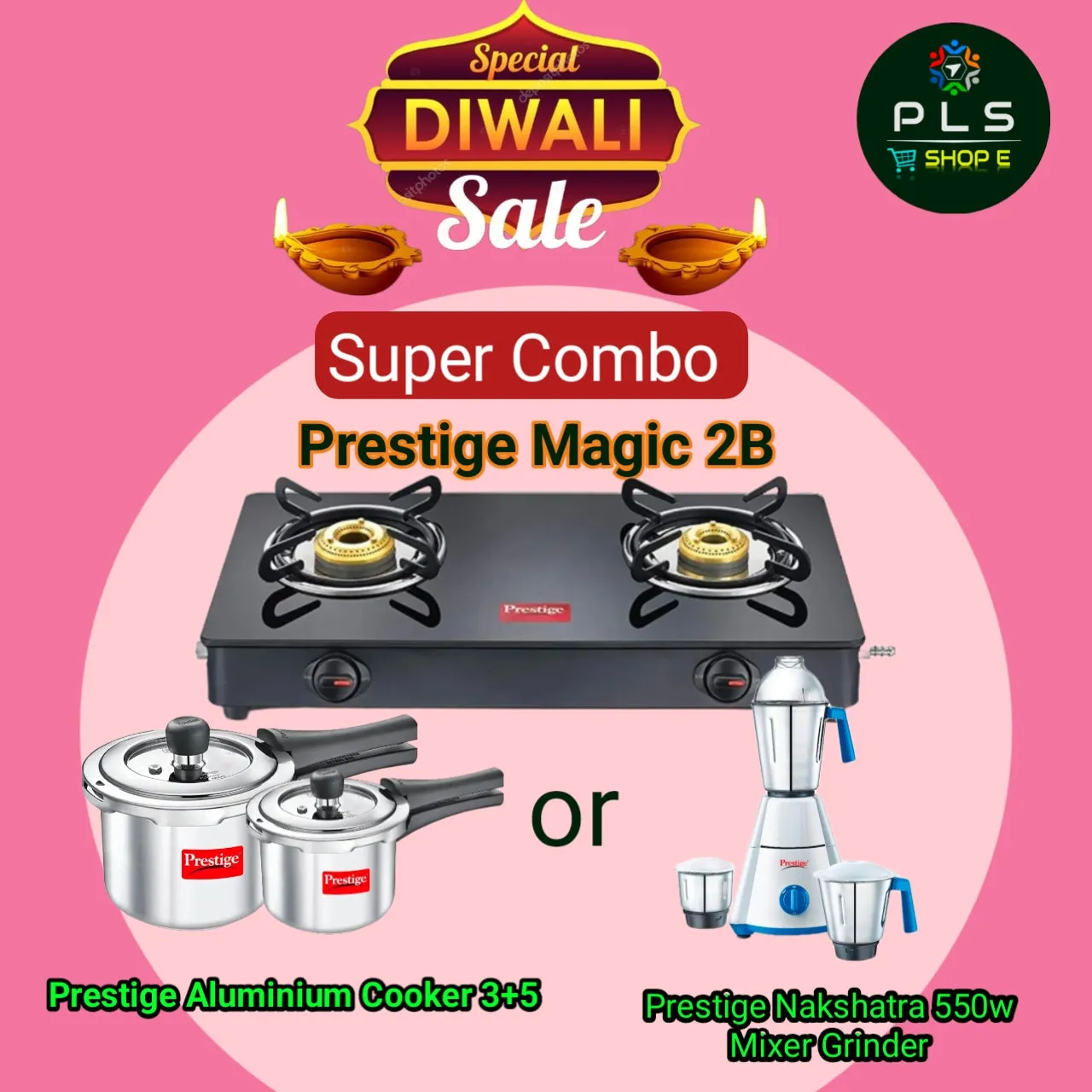 Prestige Magic Glass Top Gas Stove 2B, Diwali Offer