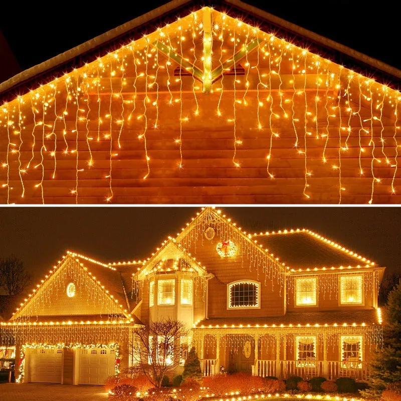 Quntis 10m (33ft) 400-LED Solar Curtain String Lights – IP65 Waterproof Outdoor Icicle Lights for Christmas & Holiday Decor