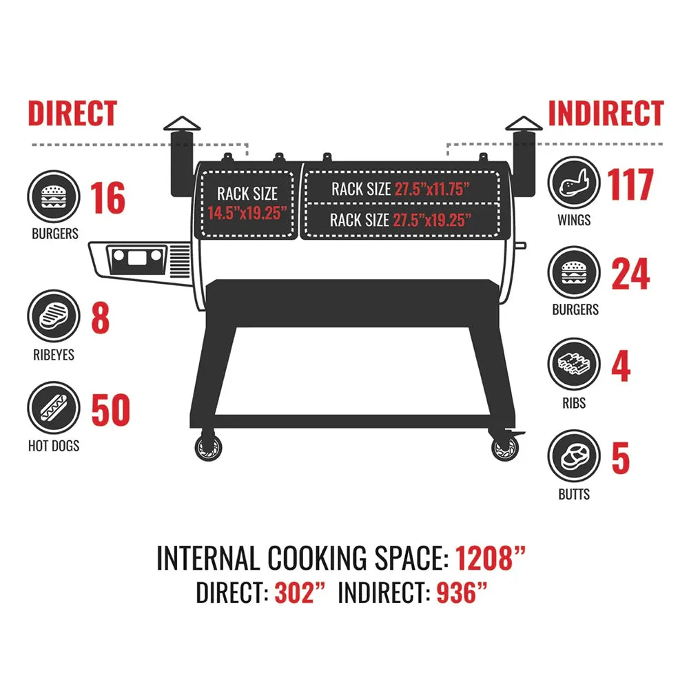 Recteq DualFire 1200 Wood Pellet Grill Dual Chamber Direct & Indirect Slow Cook