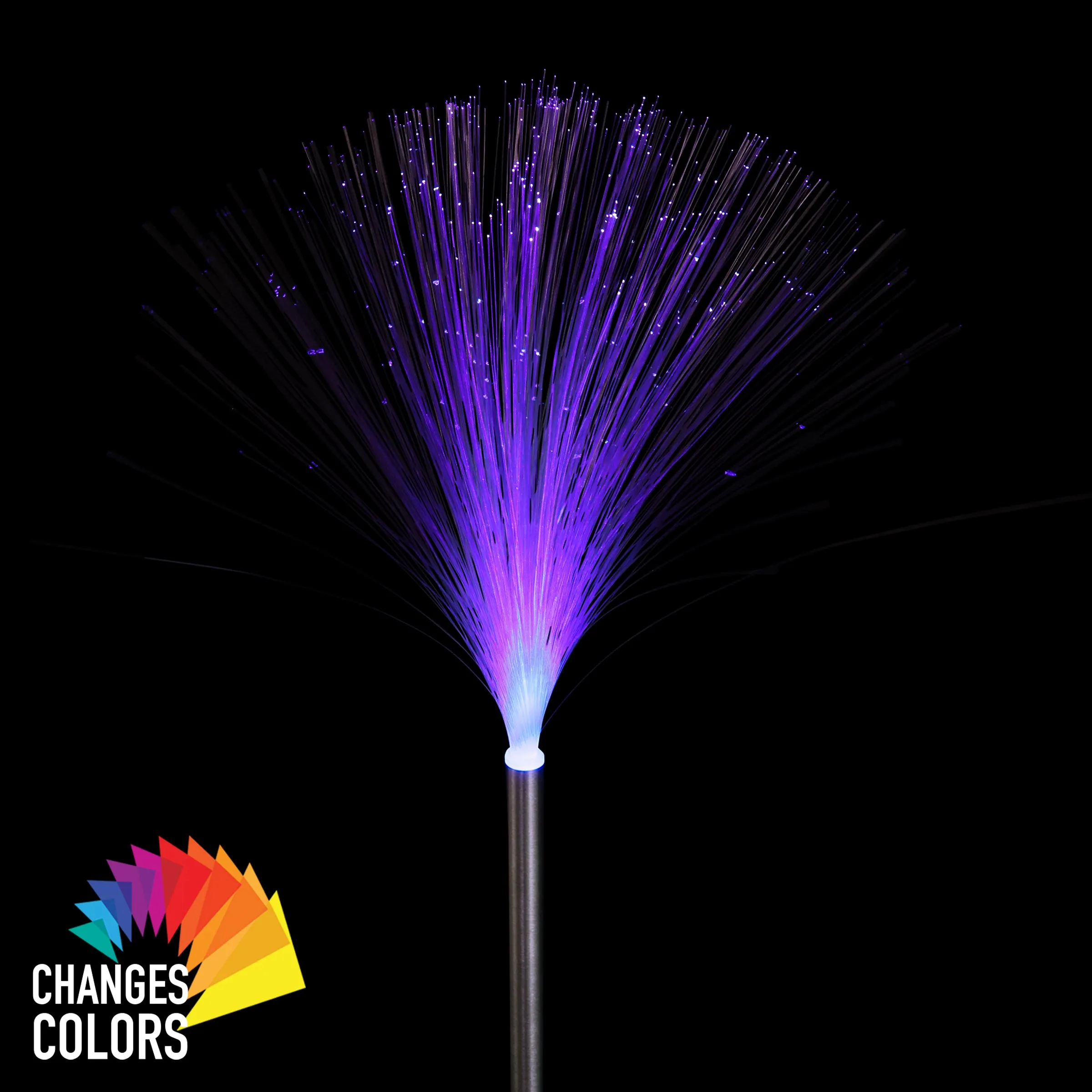 Solar 3 Post Fiber Optic Color-Changing Light Garden Stake, 3 by 21 Inches