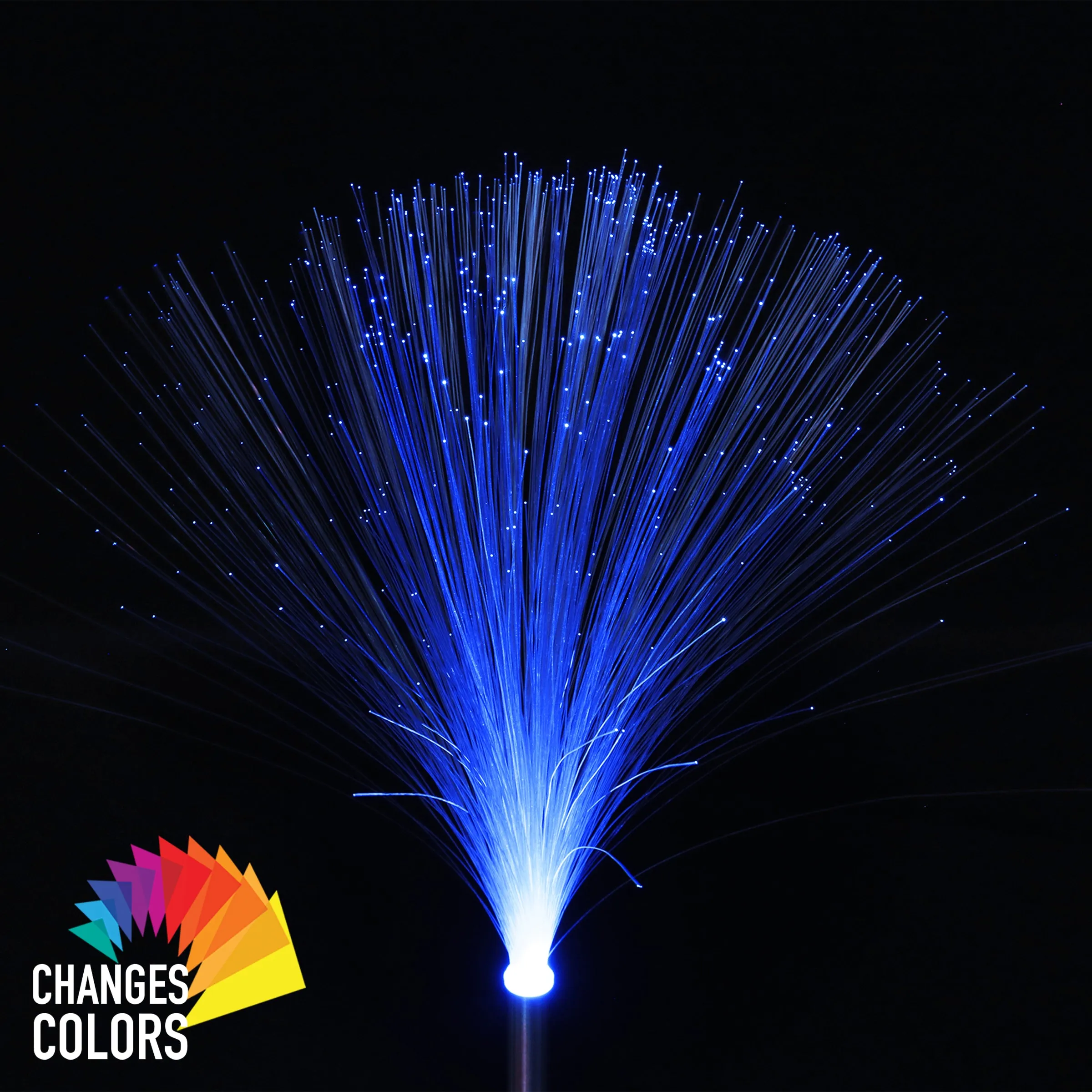 Solar 3 Post Fiber Optic Color-Changing Light Garden Stake, 3 by 21 Inches