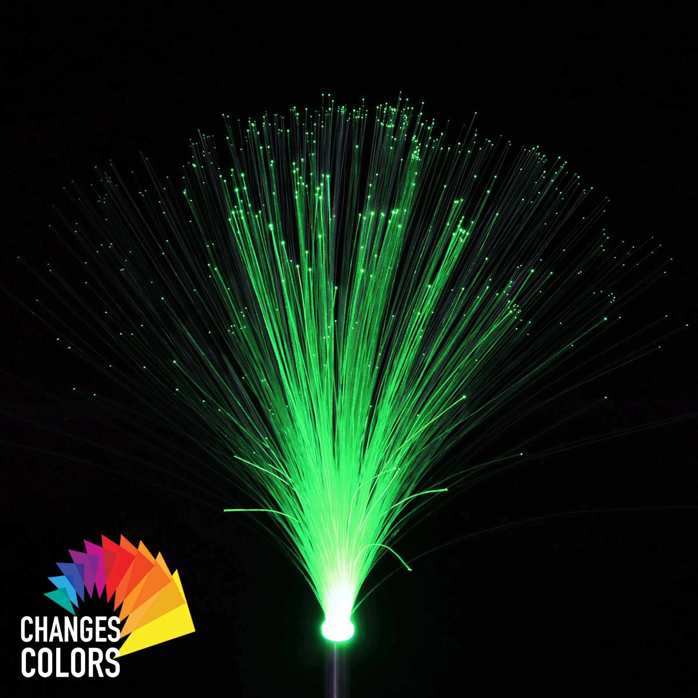 Solar 3 Post Fiber Optic Color-Changing Light Garden Stake, 3 by 21 Inches