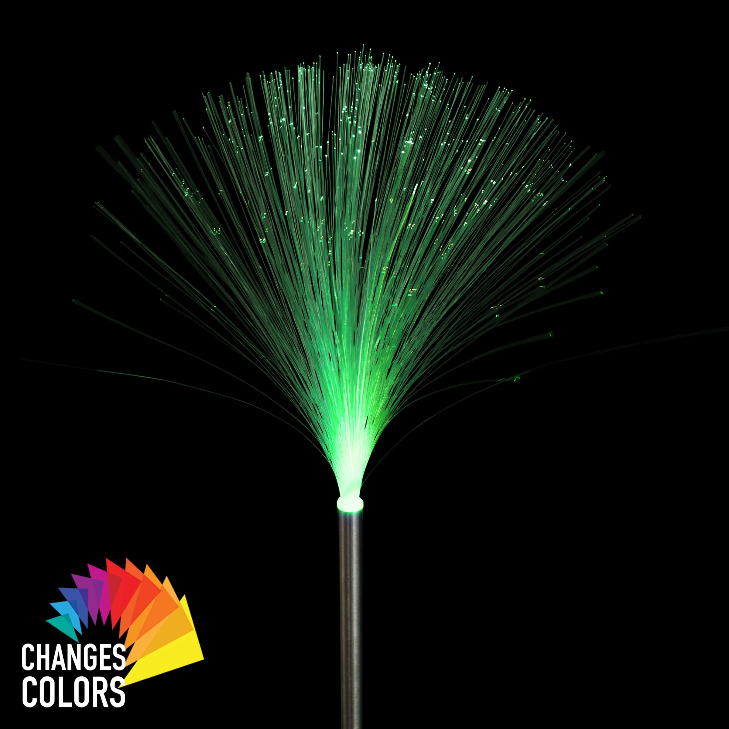 Solar 3 Post Fiber Optic Color-Changing Light Garden Stake, 3 by 21 Inches