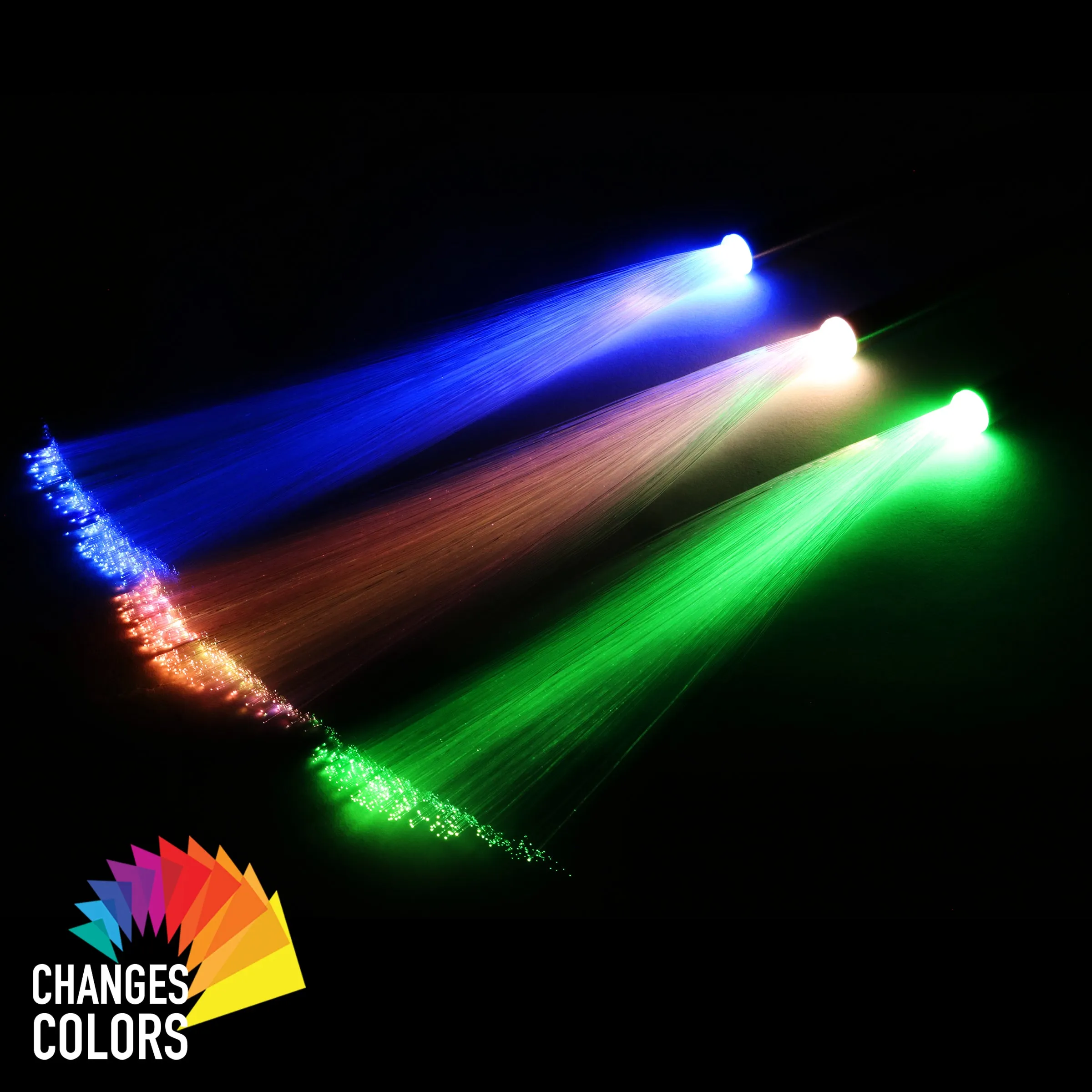 Solar 3 Post Fiber Optic Color-Changing Light Garden Stake, 3 by 21 Inches